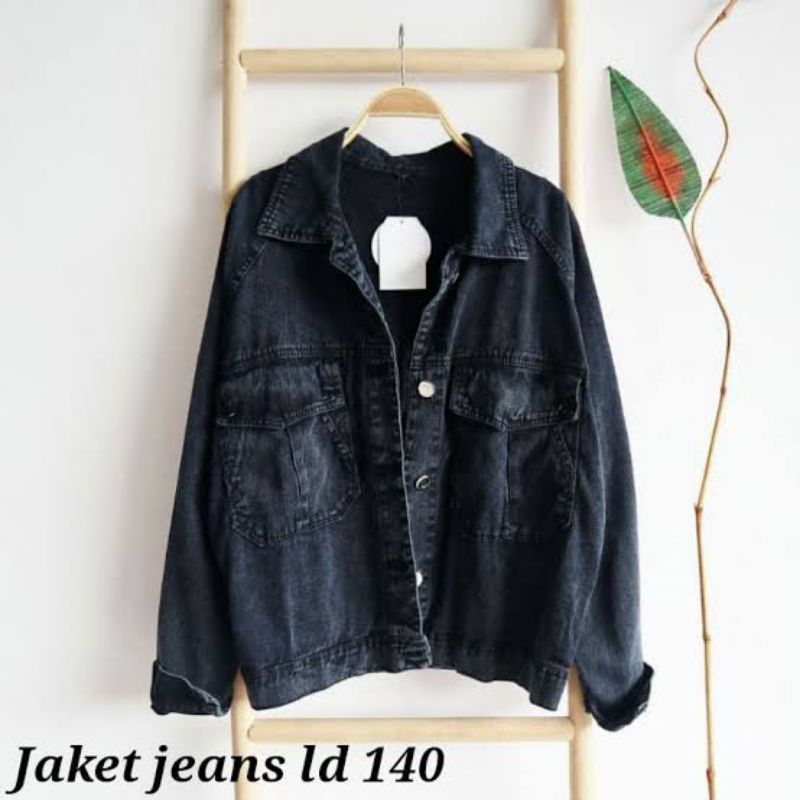 Jaket Jeans Wanita Saku Depan Jumbo LD 140 Kekinian