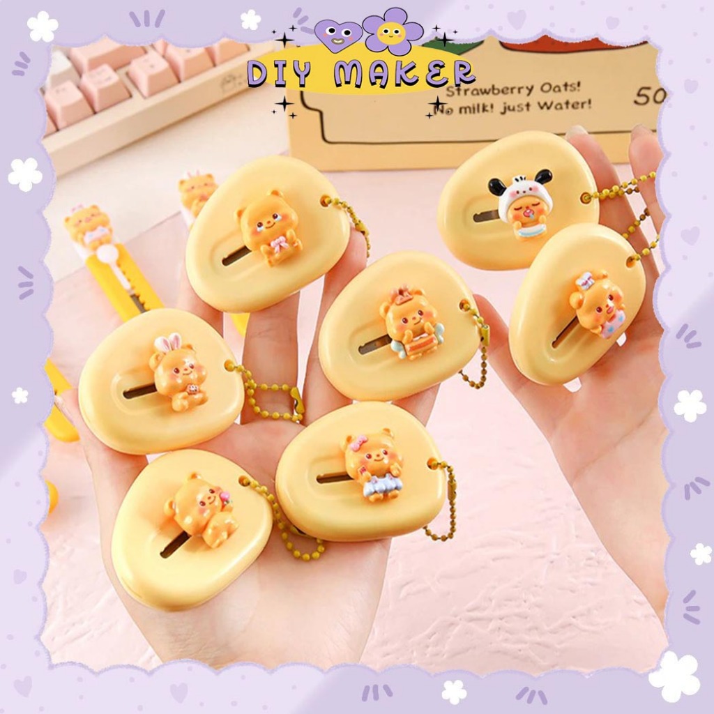 

DM Cutter Bulat Mini Lucu Edisi Butter Bear Pisau Kecil Buka Paket Cutter Tajam Portable ATK AT39