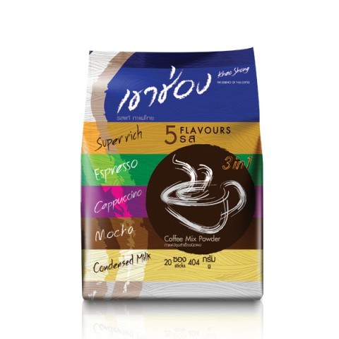 

Khao Song Coffee MIx Powder per Sachet Varian SuperRich Espresso Cappuccino Mocha Condensed Milk