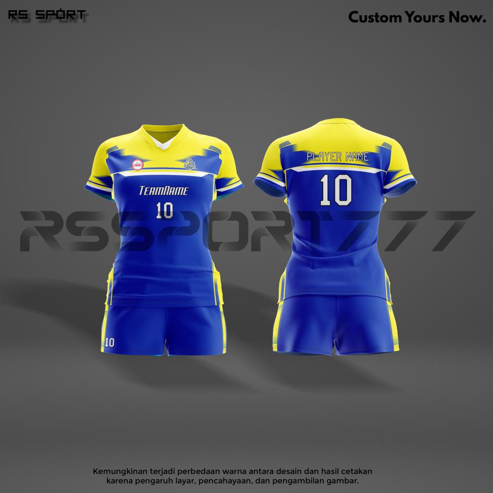 Jersey Voli Cewek Kaos Team Stelan Kuning Biru