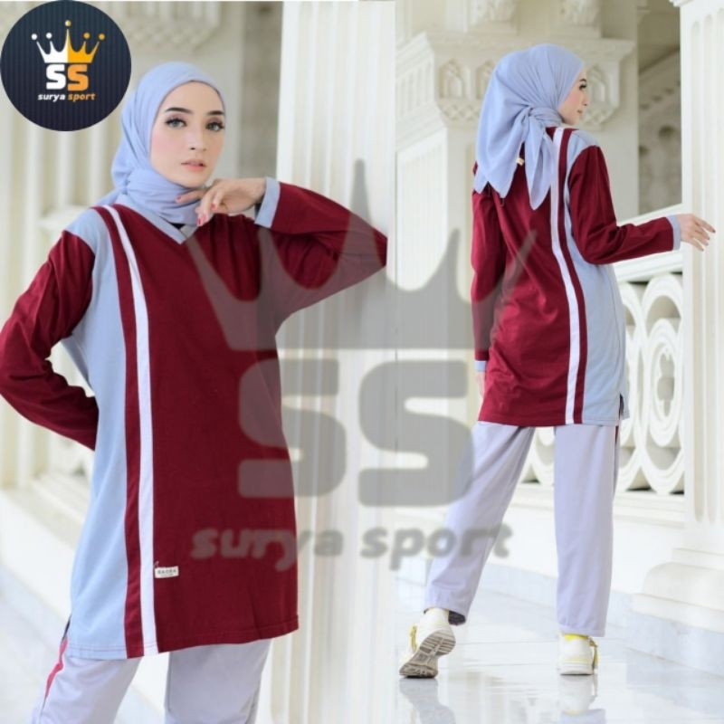 stelan olahraga tunik muslimah/stelan olahraga muslimah/seragam olahraga wanita/seragaman olahraga t