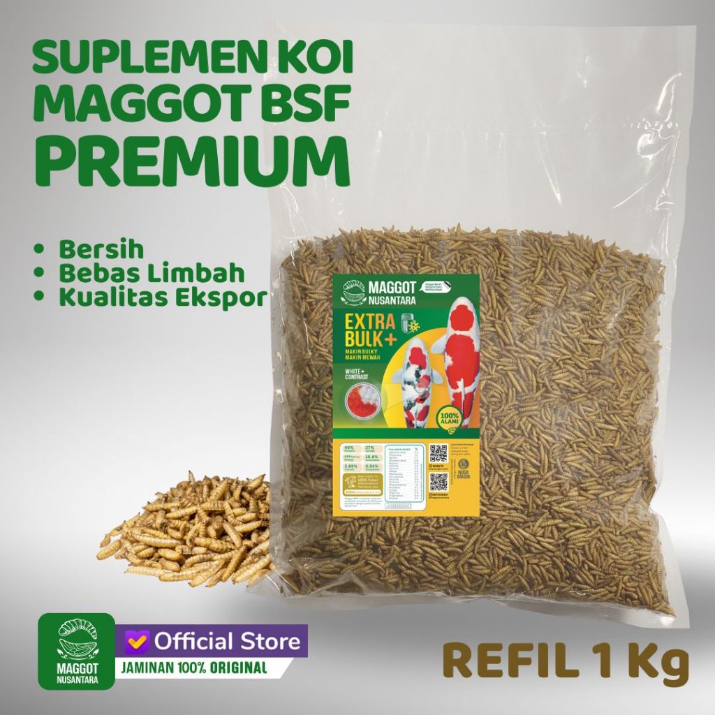 PAKAN SUPLEMEN IKAN KOI - MAGGOT NUSANTARA PREMIUM 1KG
