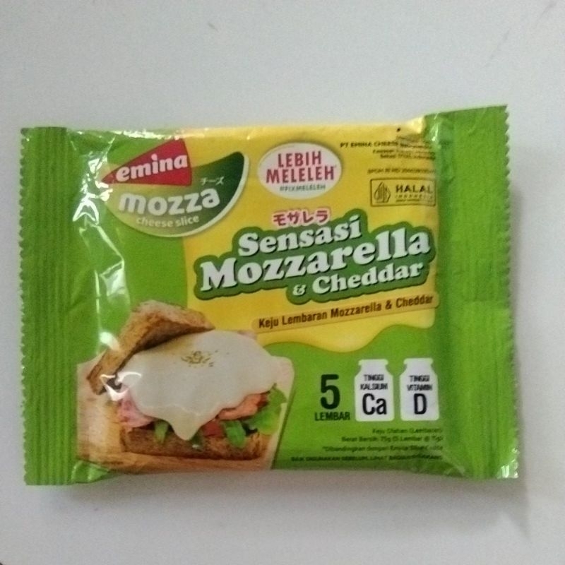 

emina Cheese Mozza Keju Lembaran Mozzarella & Cheddar 5 slice x 15 g