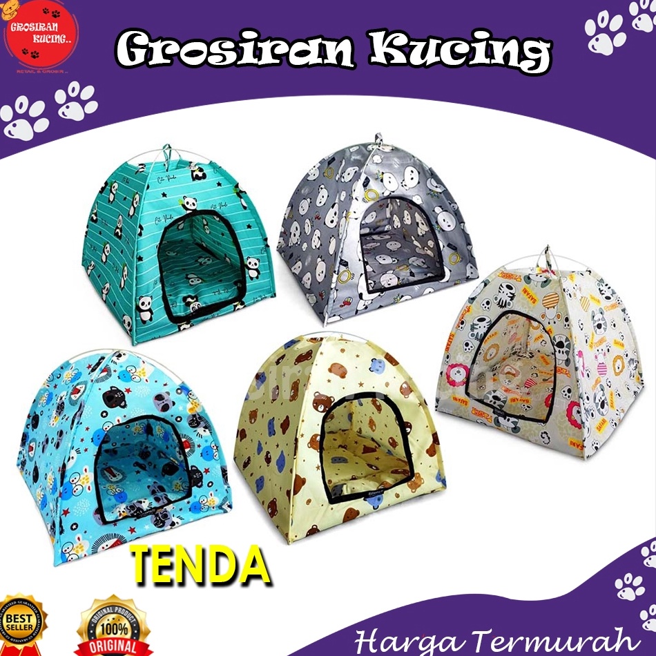 Sekarang Meriah TENDA HEWAN MOTIF  Kucing Anak Anjing Kelinci DLL  Portable  Random