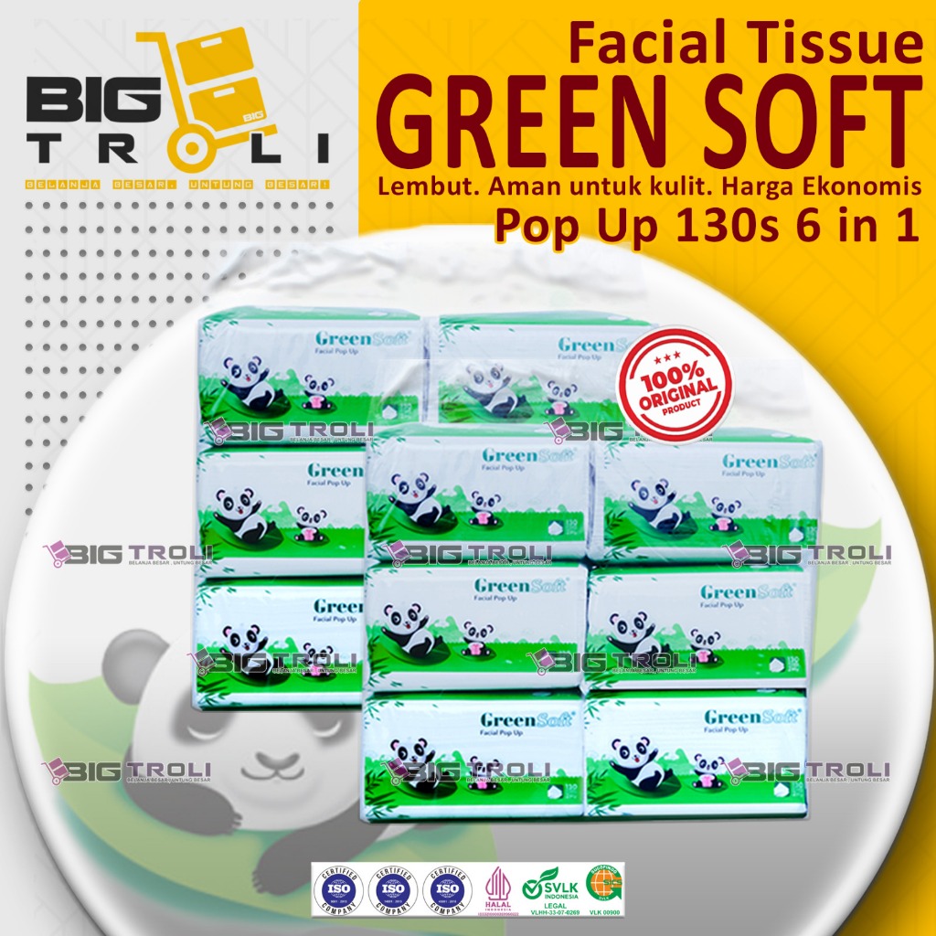 (Paket 12 pcs) Green Soft Pop-Up 130's Tissue Kotak Kecil