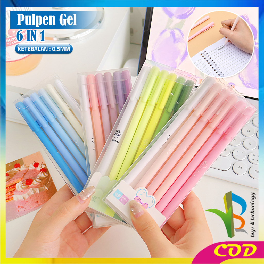 

RB-A48 Pulpen Gel 6IN1 Motif Polos Warna Pastel Gaya Korea / Alat Tulis Pena Cair 0.5mm / Pena Rainbow Perlengkapan Sekolah Import