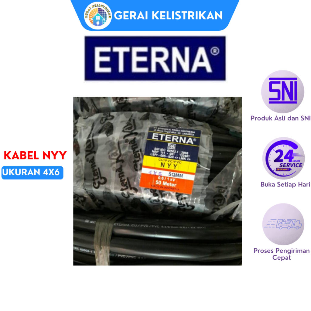 Kabel Eterna NYY 4X6 mm Rol 1 Meter