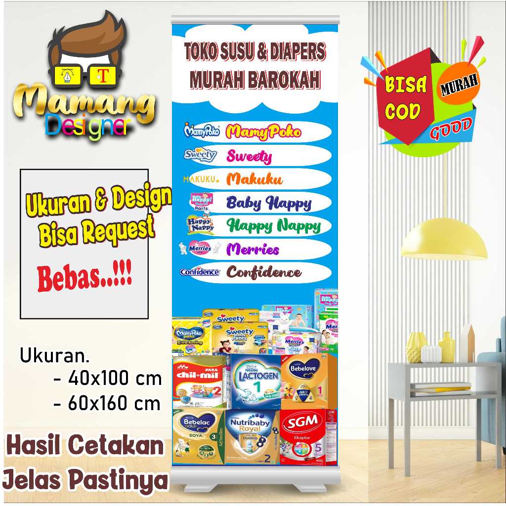 Banner Spanduk Custom Toko Susu Anak dan Pampers Keren Bagus bb