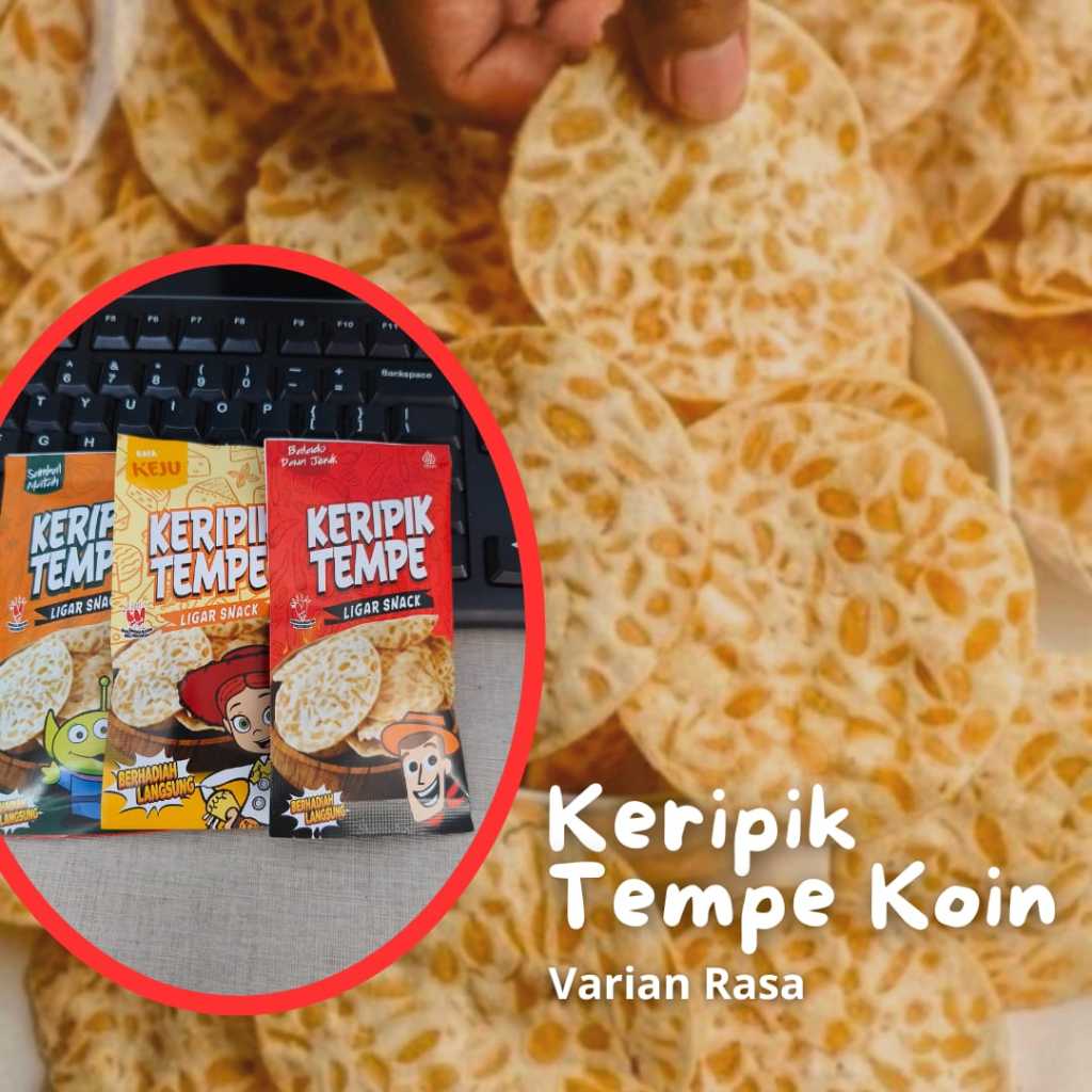 

Jajanan anak viral keripik tempe koin varian rasa kemasan karakter isi 12 pcs