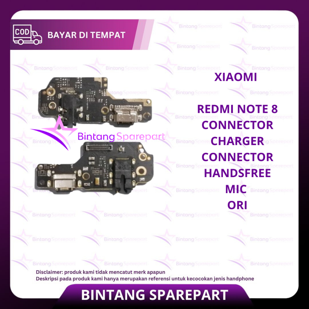 FLEXIBEL XIAOMI REDMI NOTE 8 + CONNECTOR CHARGER + HANDSFREE+ MIC ORI