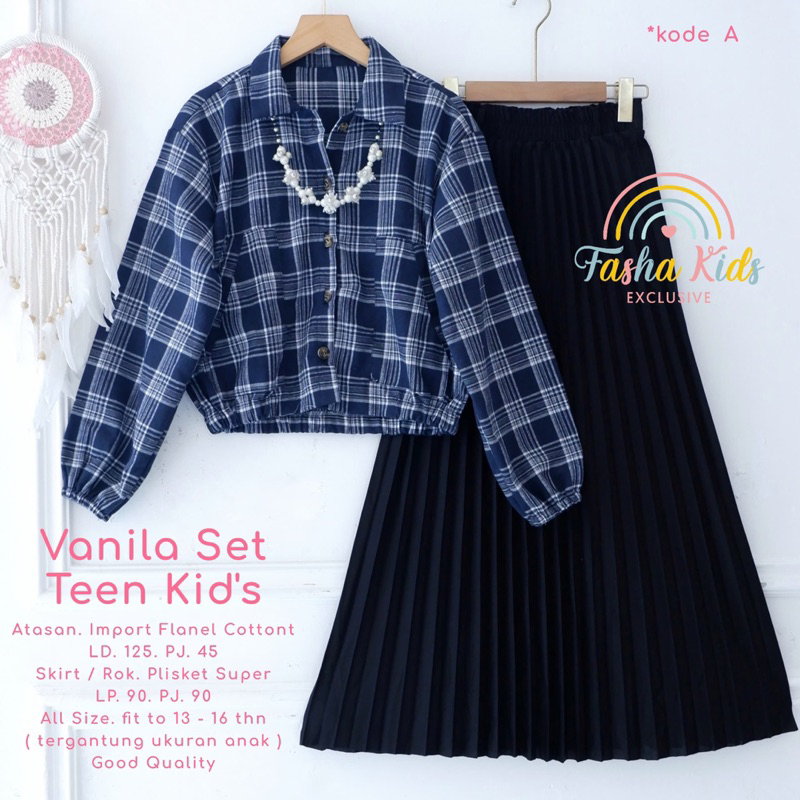 [[ New Arrival ]] Vanila Set Teen Kids Setelan Rok Anak Remaja Tanggung Usia 12 Sampai 16 Tahun Set 
