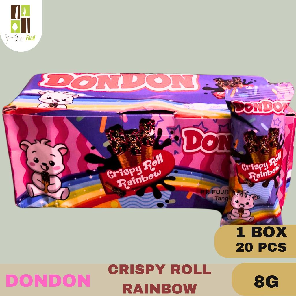 

Dondon Crispy Roll Rainbow / Wafer Roll / Isi Coklat / Coklat Roll / 1 BOX / 20 PCS