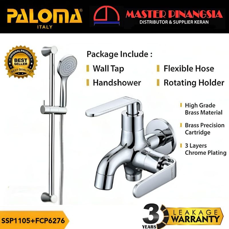 PALOMA SSP 1105+FCP 6276 SHOWER SET TIANG KERAN CABANG KRAN AIR DINGIN