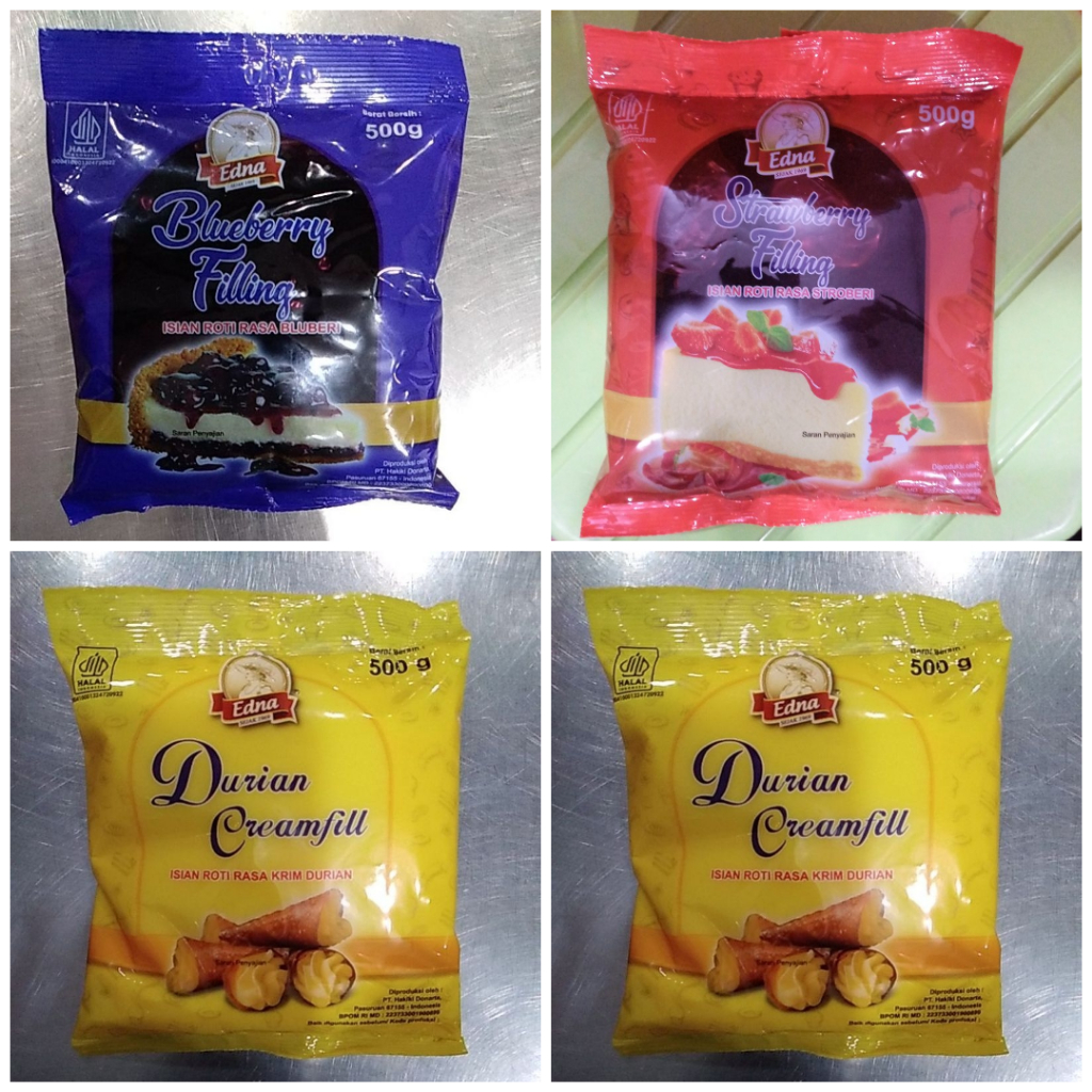 

edna varian kemasan rasa filling creamfill durian bluberi stroberi blueberry strawberry isian roti 1