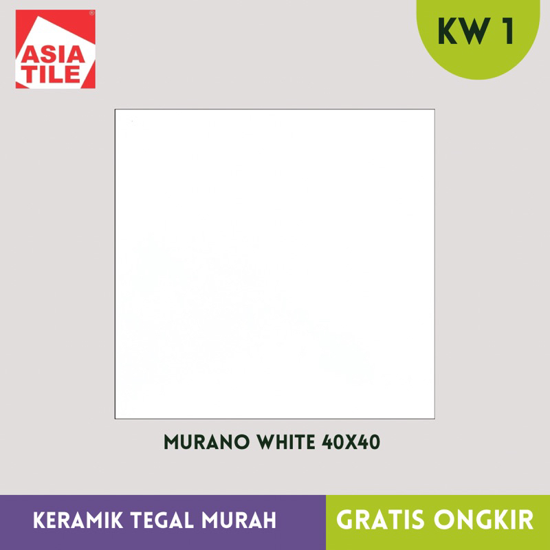 Keramik Lantai Asia Tile 40x40 KW1 Putih Polos Murano White