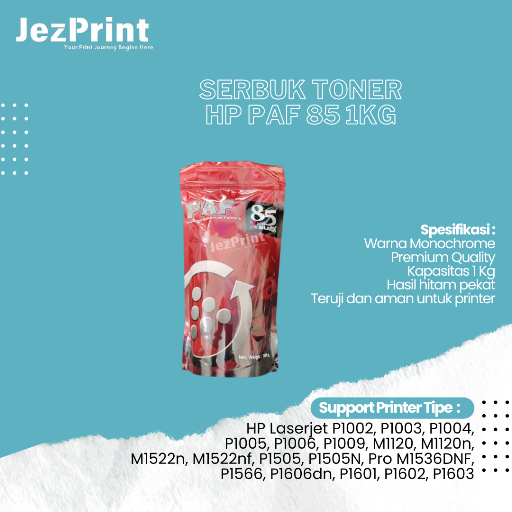 Serbuk Toner PAF 85A 35A 36A 83A 78A Serbuk Toner Cartridge PAF (Premium Advance Formula) 85A