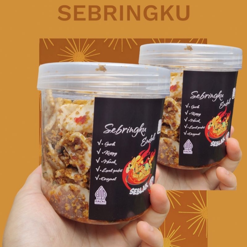 

Sebring kerupuk bumbu kacang gurih pedas level 2/cemilan nasi varian rasa pedas daun jeruk