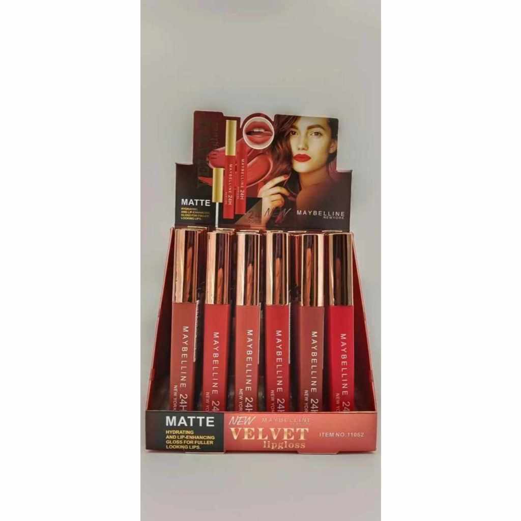 [24 PCS] 11062 Maybelline Matte Lip Gloss Perbox isi 24 pc - Maybeline Velvet Creamy Lipgloss Soft a