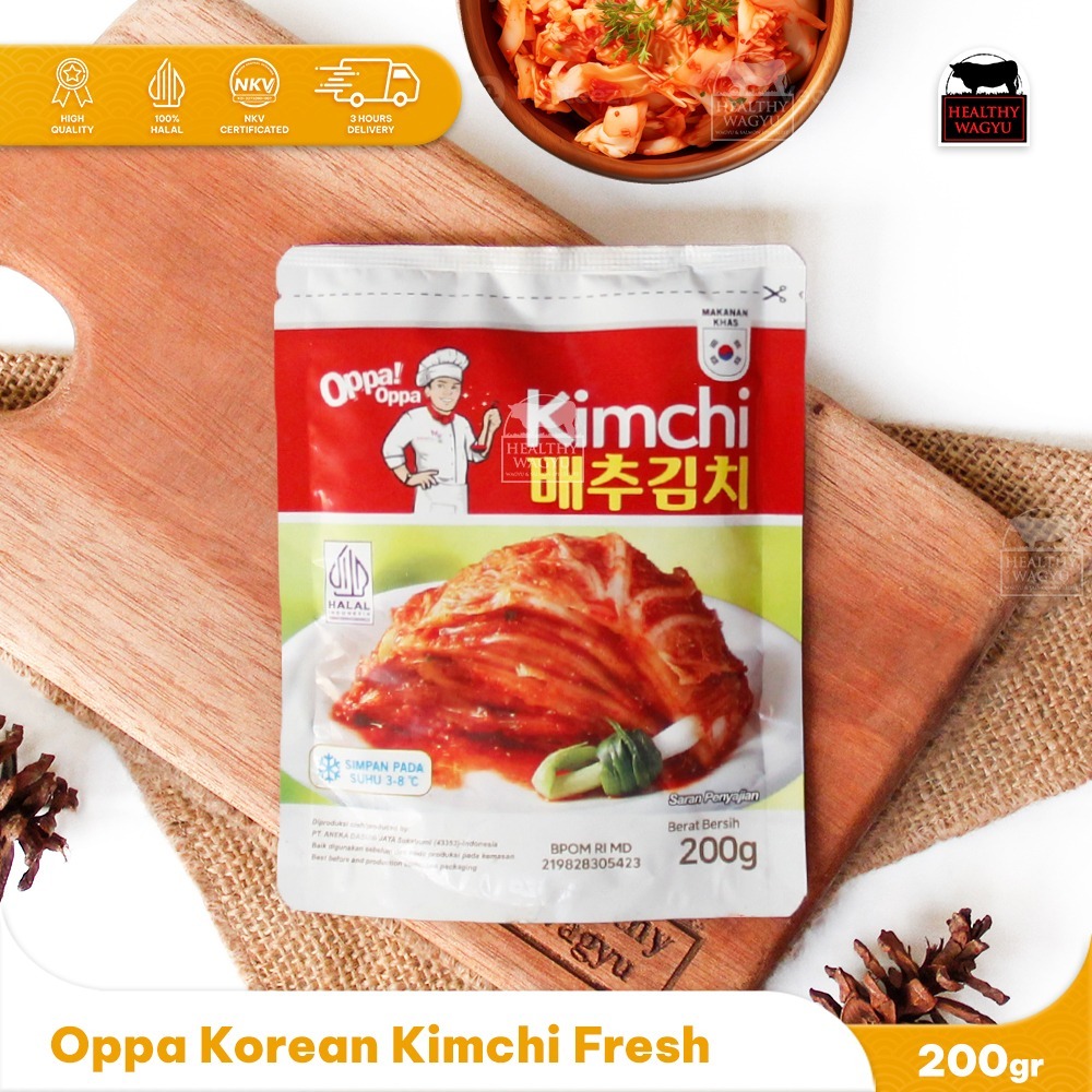 

OPPA Kimchi Korea | Kimchi Sawi Fresh | Kimchi Halal 200 gram Healthy Wagyu