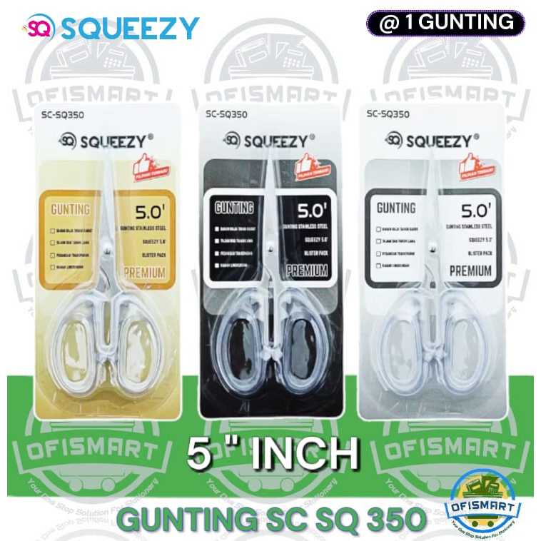 

Squeezy Gunting Kecil SC SQ-350 Metalic Transparan | @1 PCs