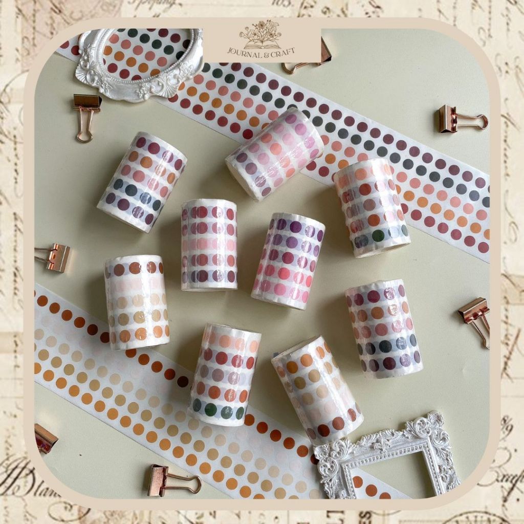 

Selotip Stiker Washi Dot Bujo Scrapbook Diary Stiker Dot Roll bulat Sticker gulungan lingkaran murah lucu aesthetic dekorasi