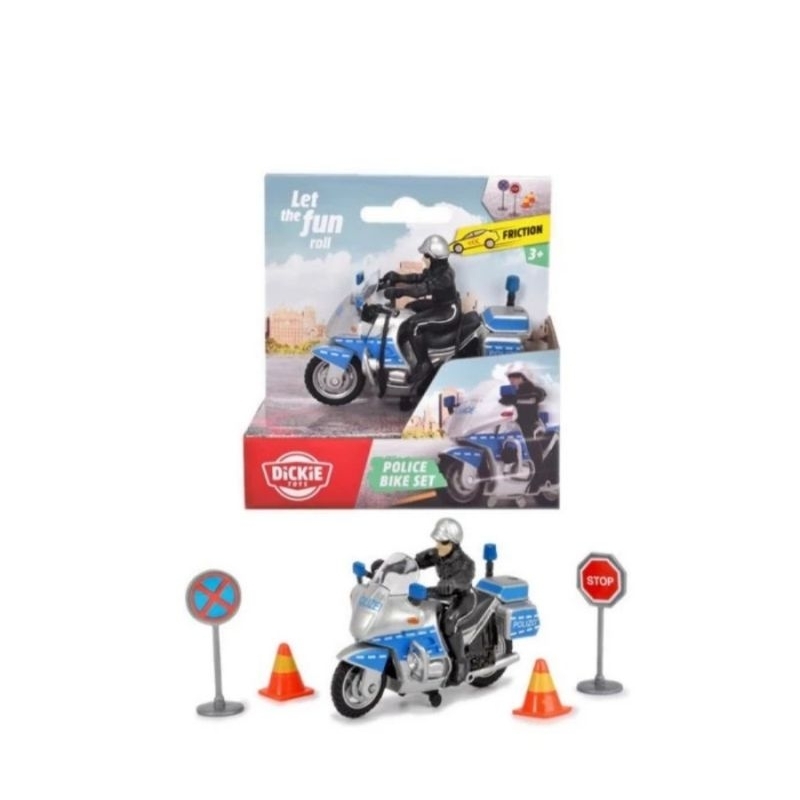 DICKIE TOYS POLICE MOTORBIKE WITH FIXED POLICE FIGURE MAINAN FIGURE ANAK MOTOR POLISI ORIGINAL