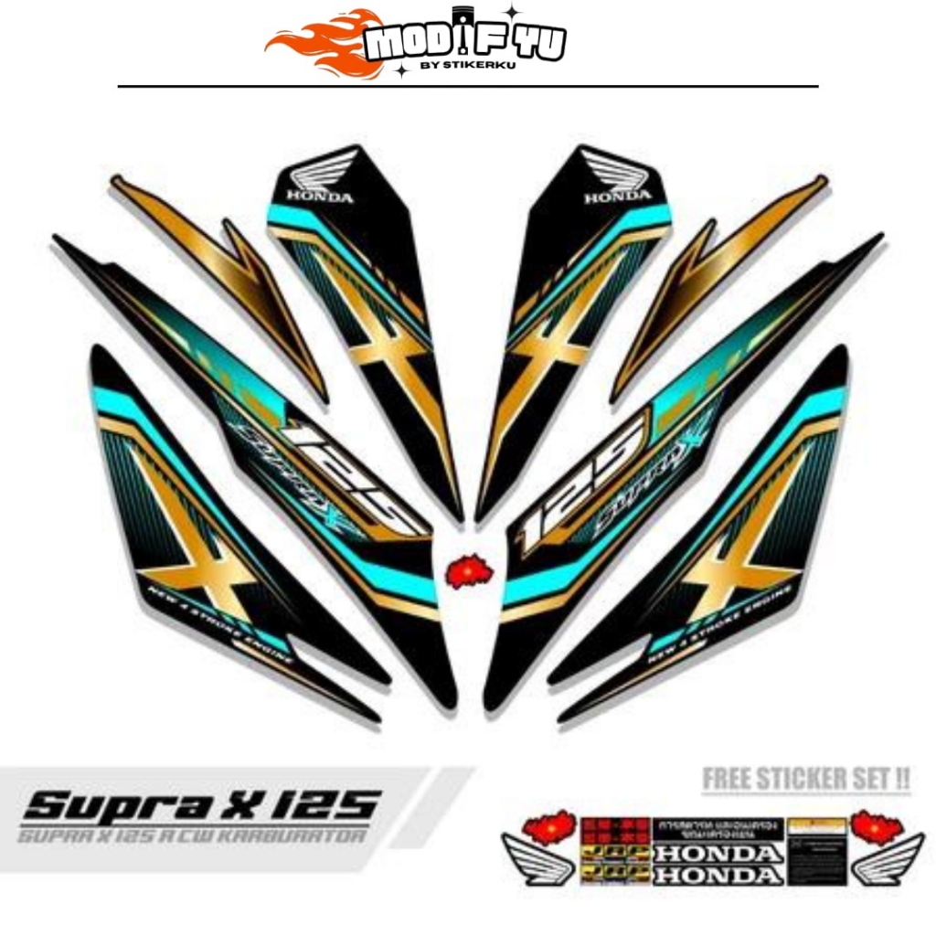 STRIPING SUPRA X 125 KARBU / MOTIF Y5 / BATMAN / 2007-2014 / STIKER SUPRA X125 R LAMA / STICKER SUPR