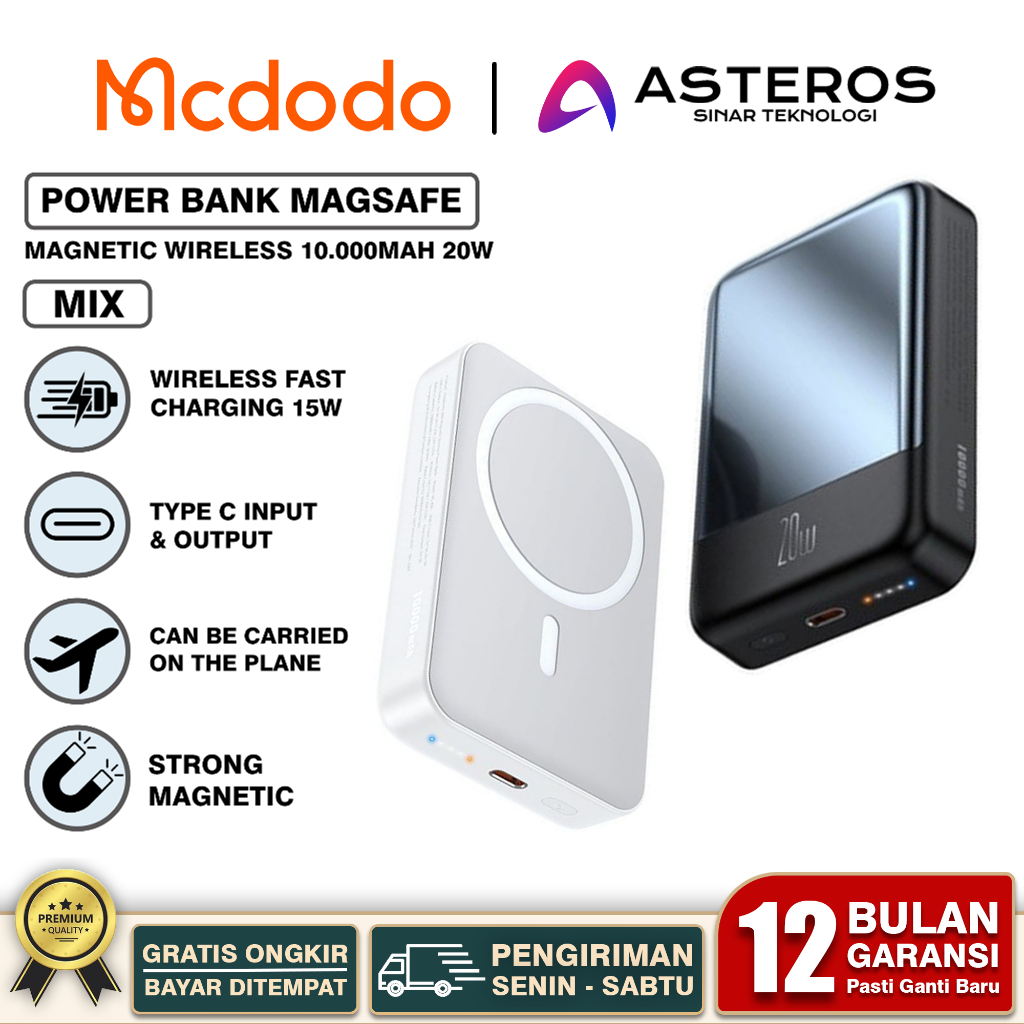 MCDODO PowerBank Magsafe For iPhone 11 12 13 14 Wireless Fast Charging 15W 10000Mah - 20.000Mah