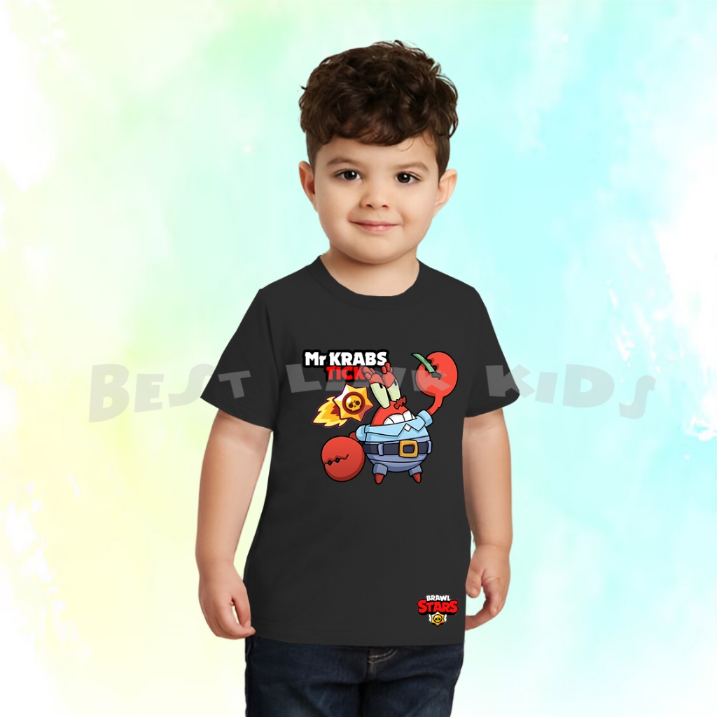 Kaos Atasan Anak Brawl Star Mr Krabs Tick Free Nama