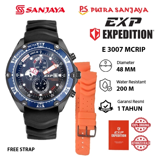 Jam Tangan Expedition E 3007 MCRIP Pria Original Garansi Resmi 1 tahun Rubber Strap