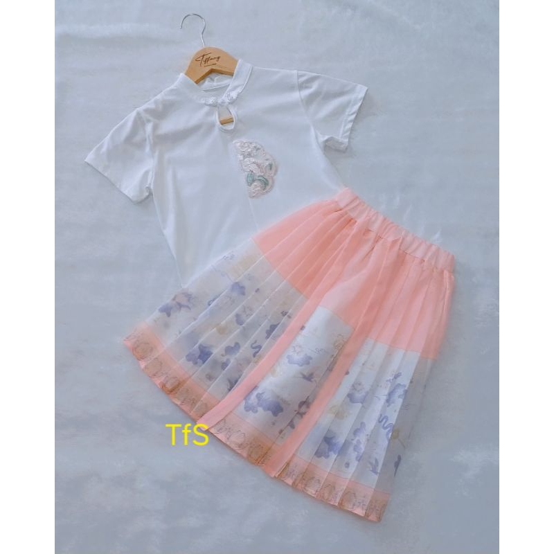 Setelan Baju Cheongsam Anak Perempuan Motif Bunga/Baju Imlek/Baju Anak Perempuan