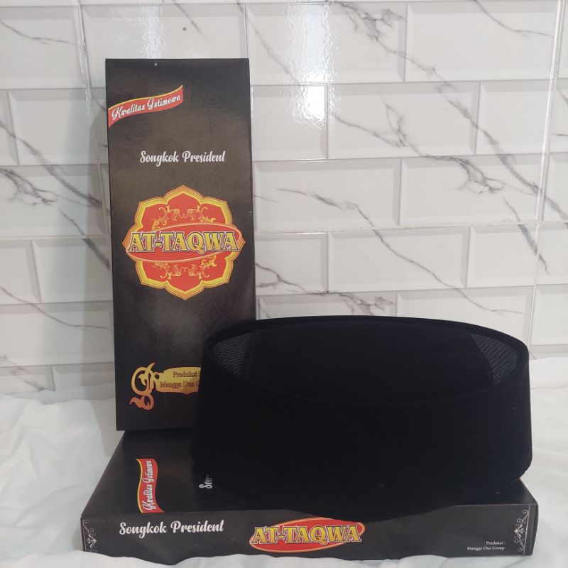 Peci Songkok kopiah hitam polos AC At-taqwa