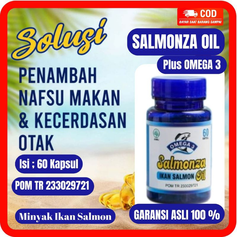 SALMONZA OIL 60 kapsul Minyak Ikan Salmon Plus Omega 3 SQUALEN Nutrisi Penggemuk Badan Anak Penambah