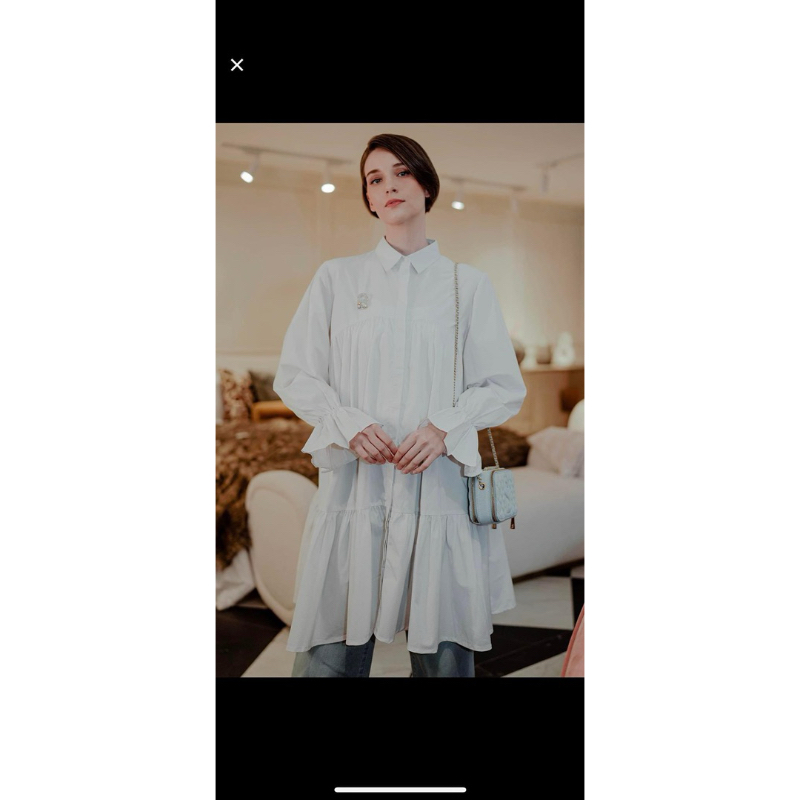 Preloved Benang jarum stripe cotton tunik shirt