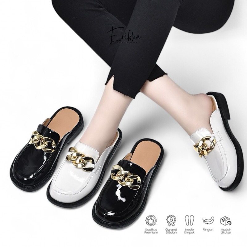 SEPATU WANITA SLOP DOCMART SENDAL Hitam Kasual