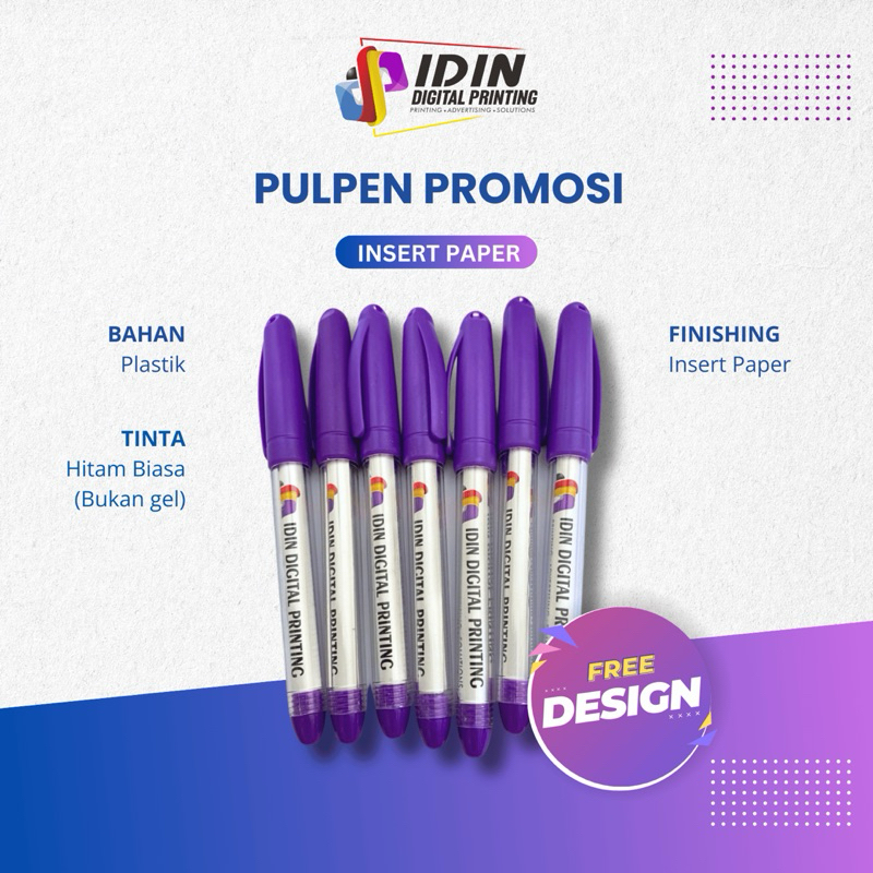 

Pulpen Pena Custom Insert Paper Merchandise Souvenir - Percetakan Idin Digital Printing