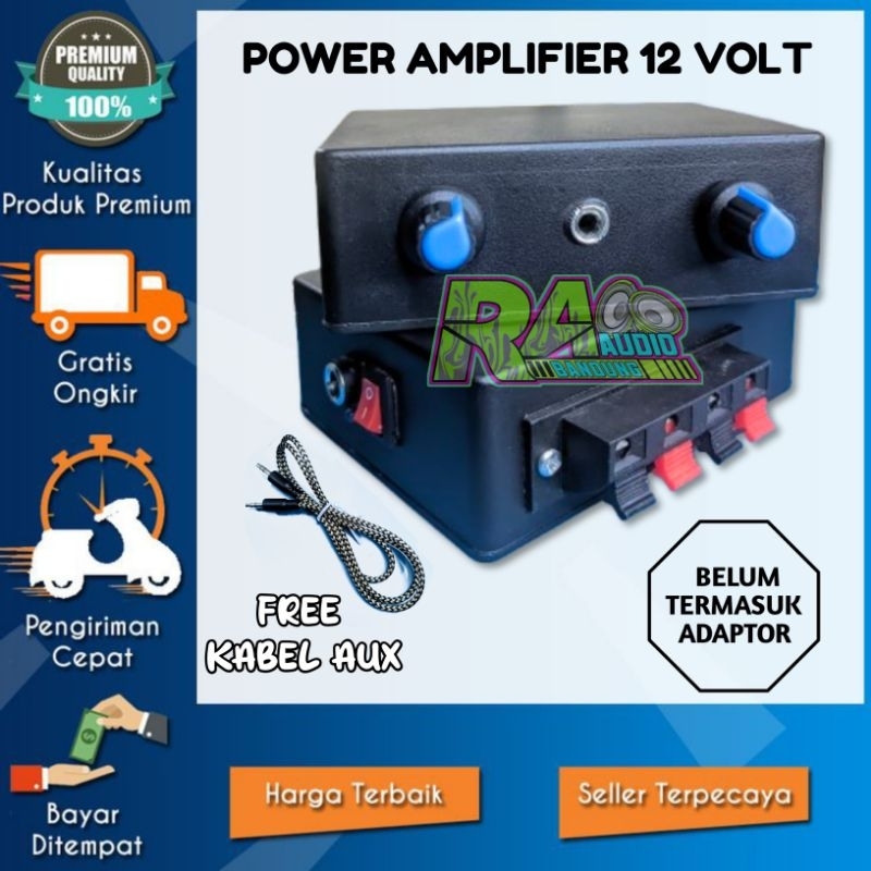 Power Amplifier 12 Volt Class D ((TERMURAH FREE KABEL AUX)) || Untuk Speaker 2 - 10 inch || Power mi