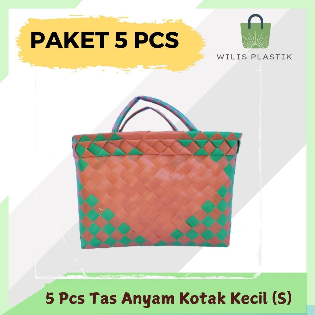 

PAKET MURAH 5 PCS Tas Bingkisan Kotak Kecil (S) Anyam PLastik Souvenir Parcel Berkat Hampers