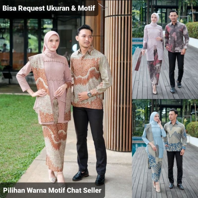 SET KEMEJA BATIK PREMIUM COUPLE KEBAYA IVANA / CUSTOM ANAK & JUMBO / BAJU SETELAN SERAGAM PASANGAN S