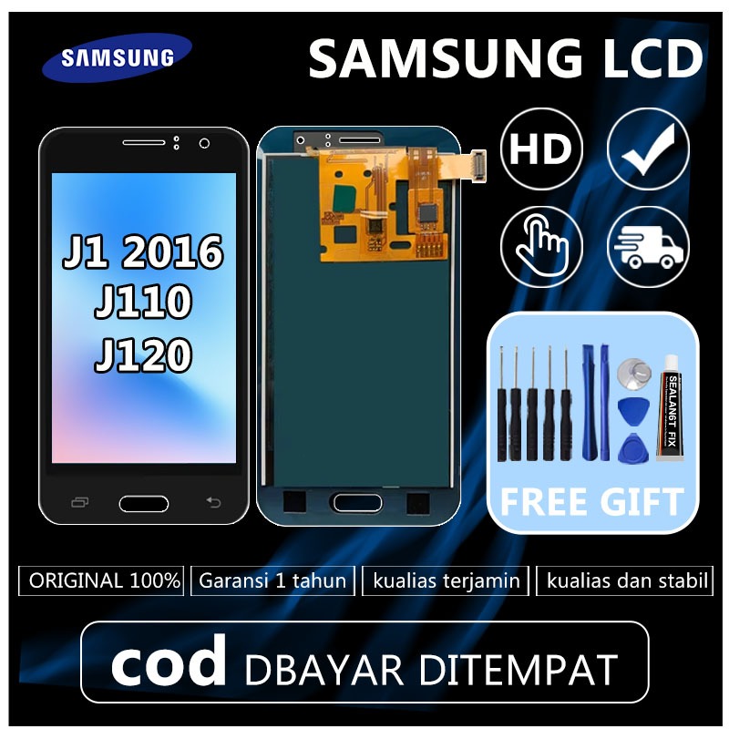 LIVE 100% ORIGINAL  [ORIGINAL] LCD SAMSUNG J1 2016 J110 J120 FULLSET TOUCHSCREEN GARANSI RESMI