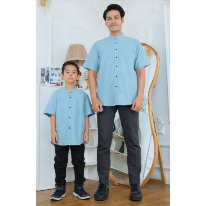 Baju Koko Cauple Bapak Anak Biru Wardah by Kameh