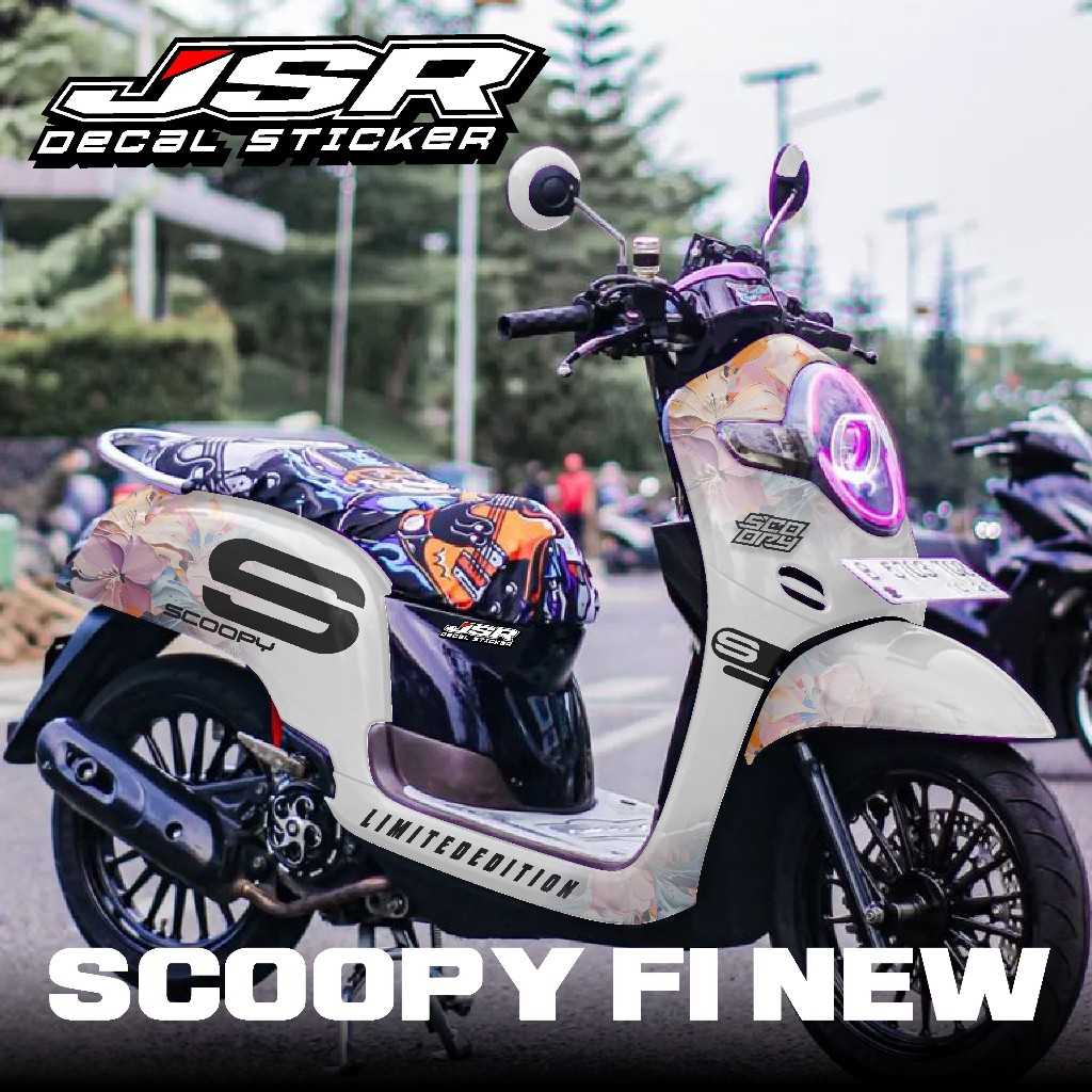 TERBARU, DECAL STICKER SCOOPY STYLISH 2017 - 2021 FULL BLOK , STICKER SCOOPY FULLBODY MOTIF BUNGA