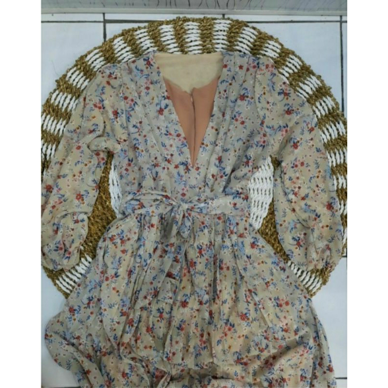 Gamis Korean look motif bunga kecil busui friendly rok plisket / gamis / gamis bunga / motif bunga /