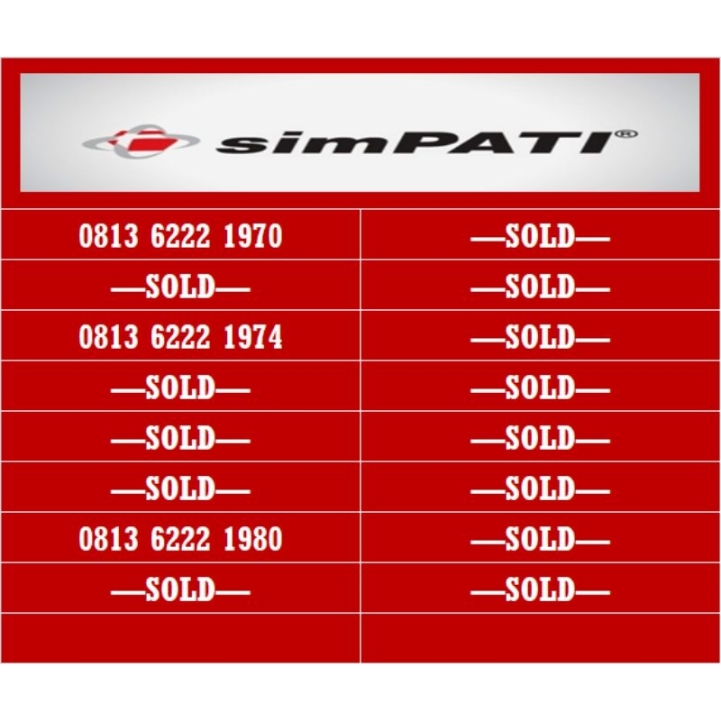 nomor, nomer, kartu, perdana cantik simpati telkomsel 4G tahun lahir 08** 6222 1970, 1974, 1980