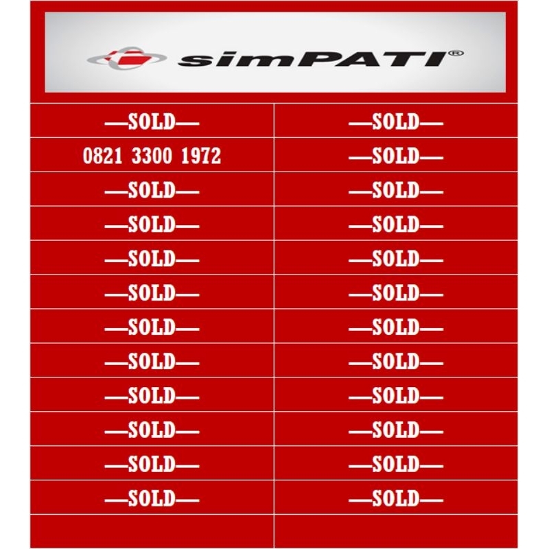 nomor, nomer, kartu, perdana cantik simpati telkomsel 4G tahun lahir 08xx 3300 1972