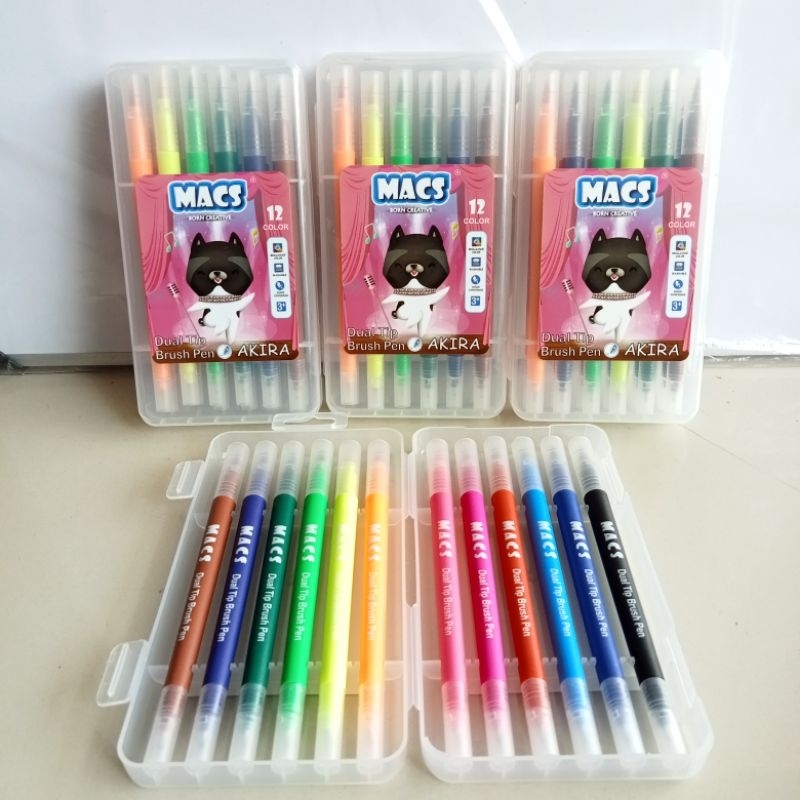 

Dual Tip Brush Pen Marker MACS EN-7112 Warna ( Set ) [ Original ]
