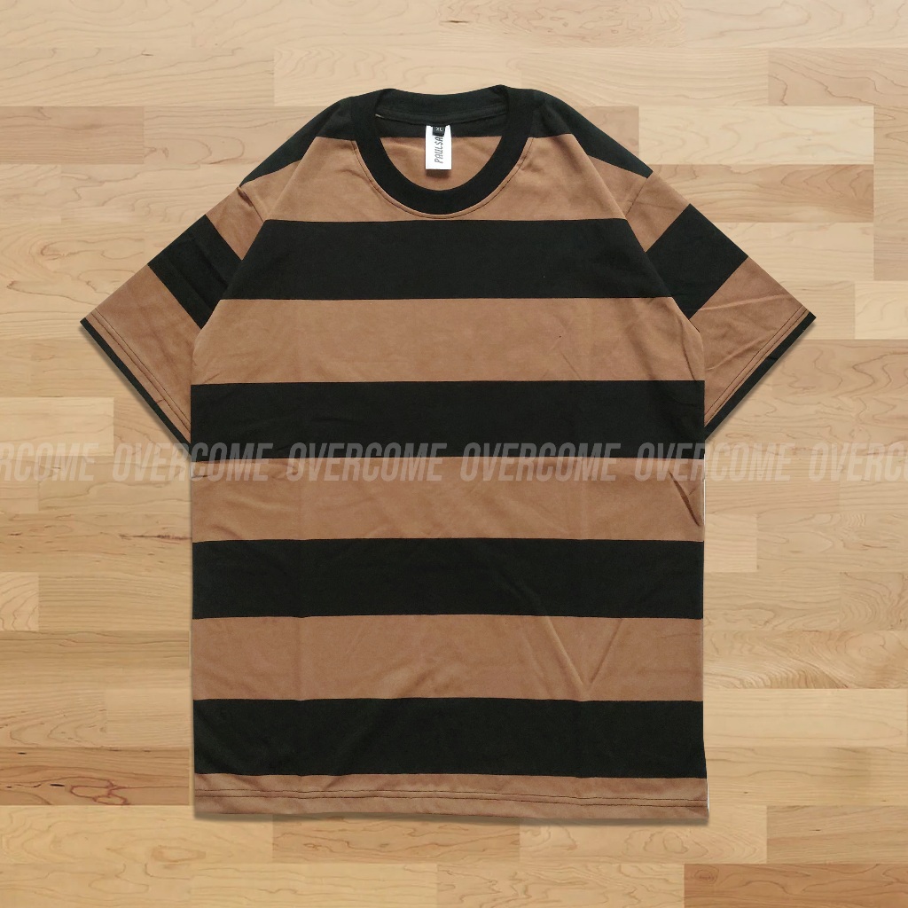 kaos stripe hw coklat hitam kaos salur kaos pria wanita dewasa garis garis