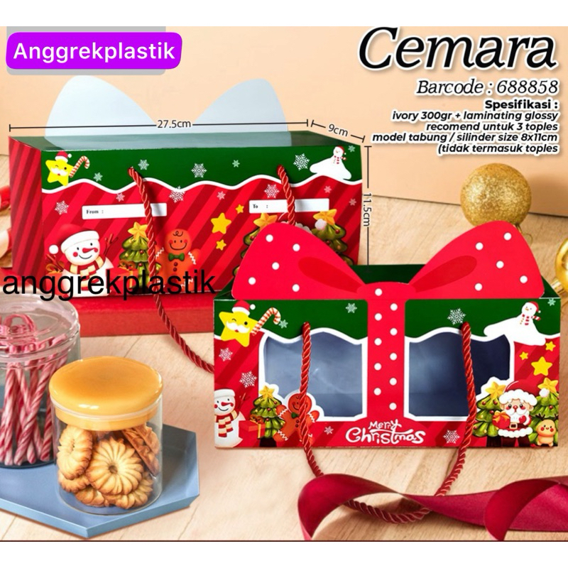 

dus box kue jar cake Natal Cemara