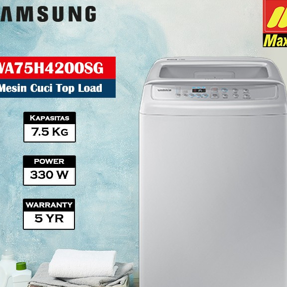 Mesin Cuci Samsung 1 Tabung 7.5 Kg WA75H4200SG Garansi Resmi