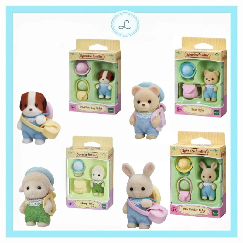[READY] Sylvanian Families Baby Series Baby Bear, Milk Rabbit, Toy Poodle, Hedgehog, Labrador, Silk 